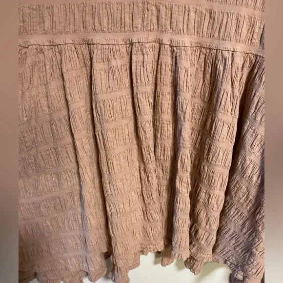 Free People Dusty Rose Textured Button-Front Tiered Mini Dress – Made in India - Picture 9 of 9